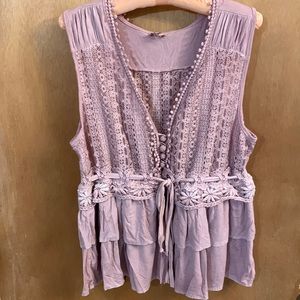 Dusty Rose POL Ruffle Blouse NWOT